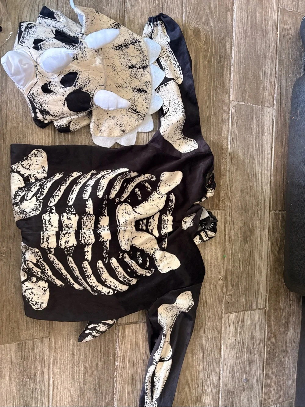 Kids Black Skeleton Triceratops Costume